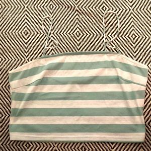 Hers & Mine M White and Green Striped Crop Top